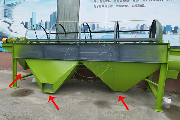 Fertilizer granule screener with three outlets