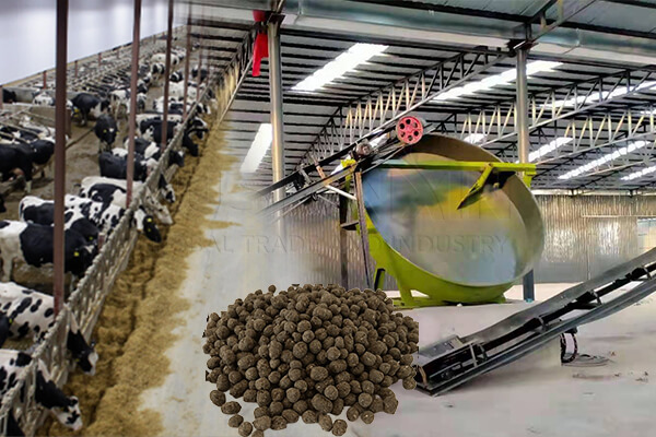 disk granulation machine for cow dung fertilizer pellet making