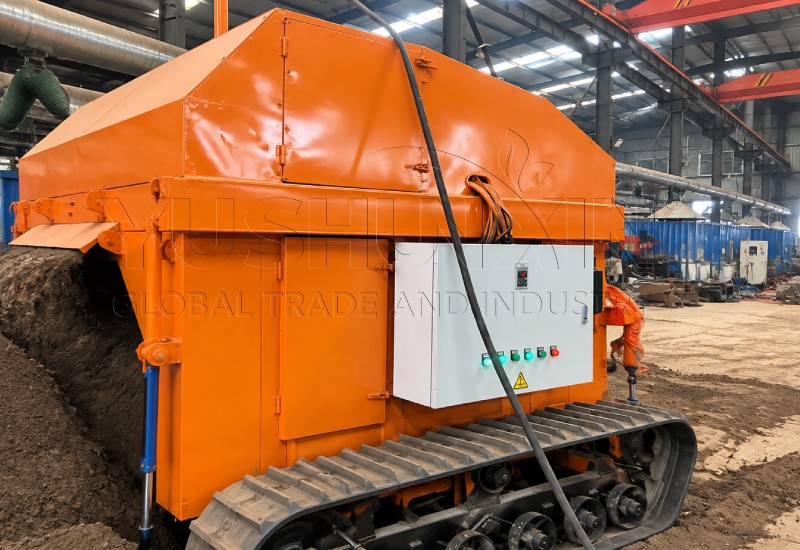 automatic organic fertilizer composting turner working