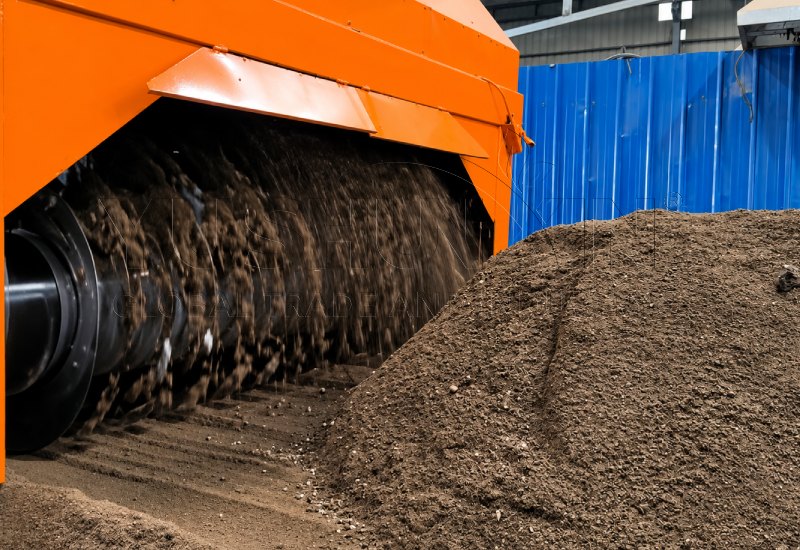effective windrow compost turning equipment working