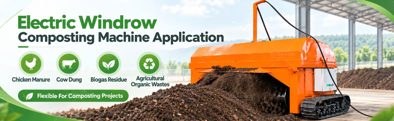 electric windrow composting machine application materials